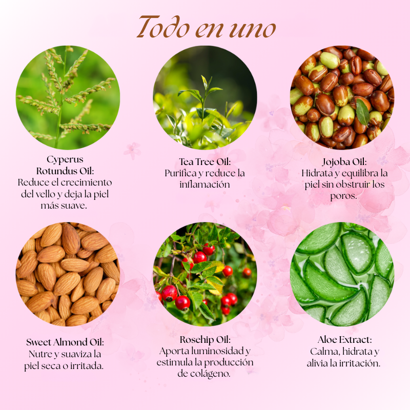 Piel Lisa Sin Vellos Encarnados — Aceite Inhibidor de Cyperus Rotundus™